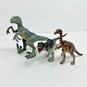 Vtg Jurassic Park Lot 3 Dinosaur Figures Velociraptor T-Rex Gallimimus 90s 00s